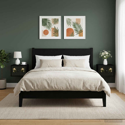 Väggmonterad sänggavel BREMEN 2 st Svart ek 36 x 33 x 25 cm