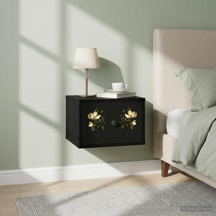 Väggmonterad sänggavel BREMEN 2 st Svart ek 36 x 33 x 25 cm