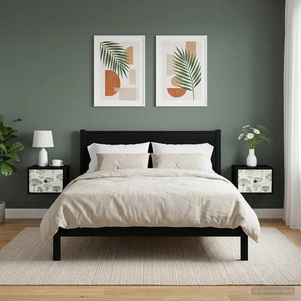Väggmonterad sänggavel GOTHA 2 st Svart ek 36 x 33 x 25 cm
