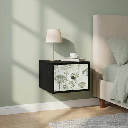 Väggmonterad sänggavel GOTHA 2 st Svart ek 36 x 33 x 25 cm