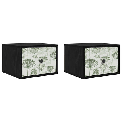 Väggmonterad sänggavel GOTHA 2 st Svart ek 36 x 33 x 25 cm