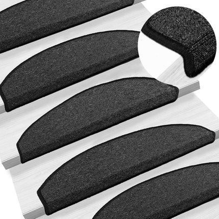 Självhäftande trappmattor 15 pcs Antracit 80 x 24,5 x 3,5 cm