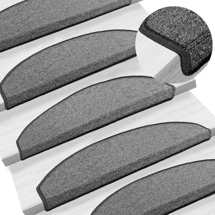 Självhäftande trappmattor 15 pcs Mörkgrå 80 x 24,5 x 3,5 cm