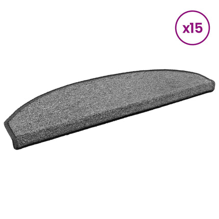 Självhäftande trappmattor 15 pcs Mörkgrå 80 x 24,5 x 3,5 cm