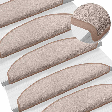 Självhäftande trappmattor 15 pcs Ljusbrun 80 x 24,5 x 3,5 cm