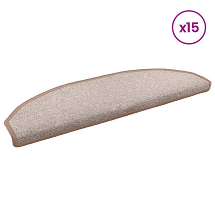 Självhäftande trappmattor 15 pcs Ljusbrun 80 x 24,5 x 3,5 cm
