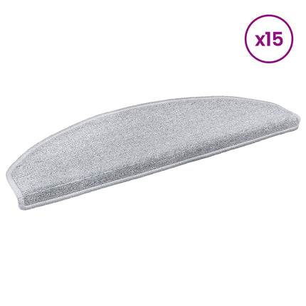 Självhäftande trappmattor 15 pcs Ljusgrå 80 x 24,5 x 3,5 cm