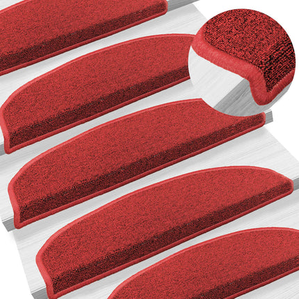 Självhäftande trappmattor 15 pcs Röd 80 x 24,5 x 3,5 cm