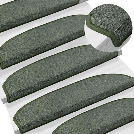 Självhäftande trappmattor 15 pcs Mörkgrön 80 x 24,5 x 3,5 cm