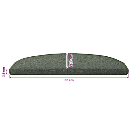 Självhäftande trappmattor 15 pcs Mörkgrön 80 x 24,5 x 3,5 cm