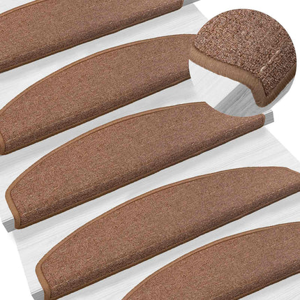 Självhäftande trappmattor 15 pcs Brun 80 x 24,5 x 3,5 cm