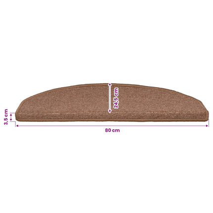 Självhäftande trappmattor 15 st 80 x 24,5 x 3,5 cm Brun