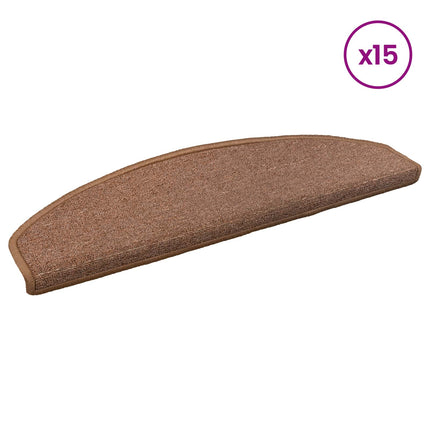 Självhäftande trappmattor 15 pcs Brun 80 x 24,5 x 3,5 cm