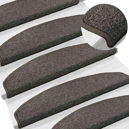 Självhäftande trappmattor 15 pcs Mörkgrå 80 x 24,5 x 3,5 cm