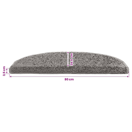 Självhäftande trappmattor 15 st 80 x 24,5 x 3,5 cm Grå