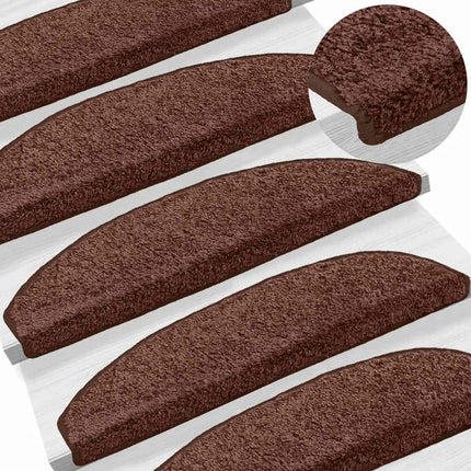 Självhäftande trappmattor 15 pcs Brun 80 x 24,5 x 3,5 cm
