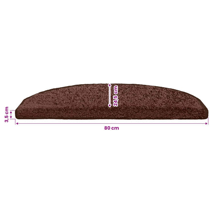 Självhäftande trappmattor 15 pcs Brun 80 x 24,5 x 3,5 cm