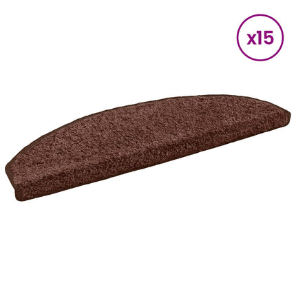 Självhäftande trappmattor 15 pcs Brun 80 x 24,5 x 3,5 cm