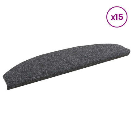 Självhäftande trappmattor 15 pcs Mörkgrå 80 x 24,5 x 3,5 cm