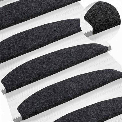 Självhäftande trappmattor 15 pcs Svart 80 x 24,5 x 3,5 cm