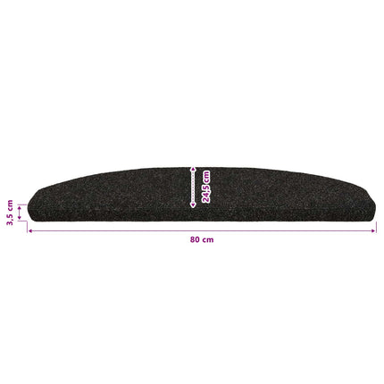 Självhäftande trappmattor 15 pcs Svart 80 x 24,5 x 3,5 cm