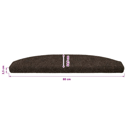 Självhäftande trappmattor 15 pcs Mörkbrun 80 x 24,5 x 3,5 cm