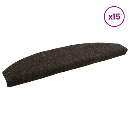 Självhäftande trappmattor 15 pcs Mörkbrun 80 x 24,5 x 3,5 cm