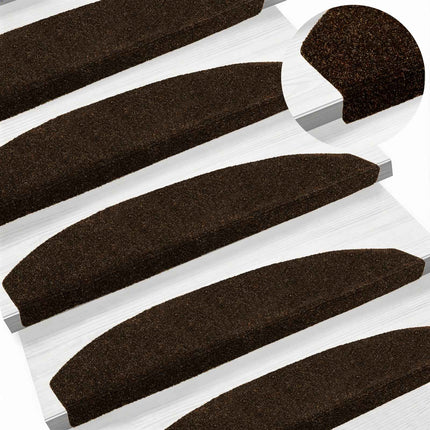 Självhäftande trappmattor 15 pcs Brun 80 x 24,5 x 3,5 cm