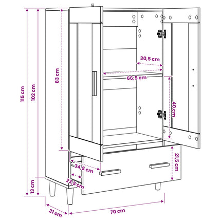 Skåp Svart ek 70 x 31 x 115 cm Konstruerat trä
