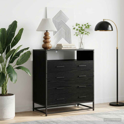 Lådans skåp 4-Låda Svart ek 70 x 41 x 83,5 cm Konstruerat trä