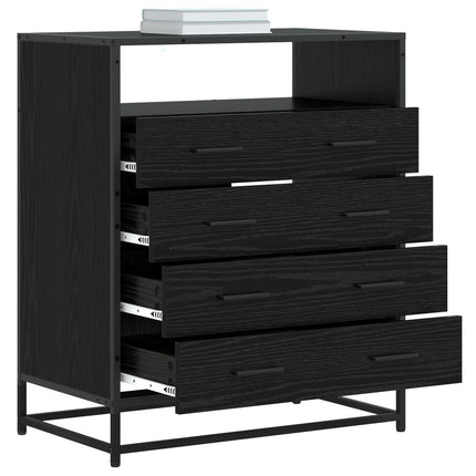 Lådans skåp 4-Låda Svart ek 70 x 41 x 83,5 cm Konstruerat trä