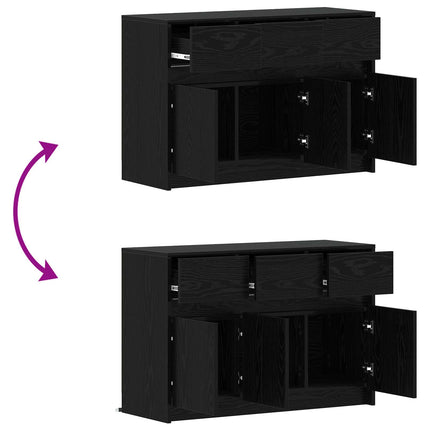TV-skåp 91 x 34 x 61 cm Svart ek Konstruerat trä