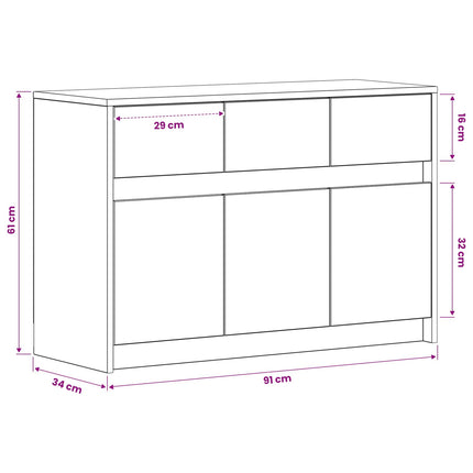 TV-skåp 91 x 34 x 61 cm Svart ek Konstruerat trä