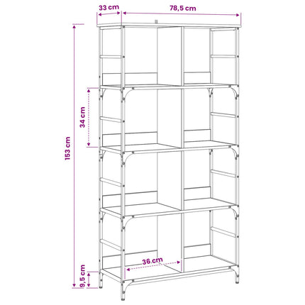 Hyllsystem 4 nivåer 78,5 x 33 x 153 cm metall PB Gammalt trä