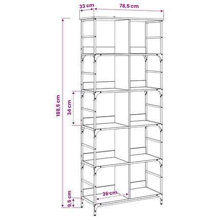 Hyllsystem 4 nivåer 78,5 x 33 x 188,5 cm metall PB Gammalt trä