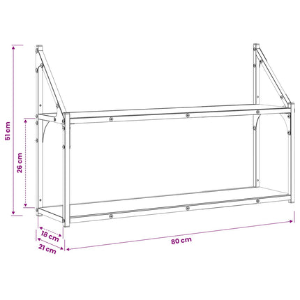 Vägg hylla Väggmonterat Gammalt trä 80 x 21 x 51 cm metall PB