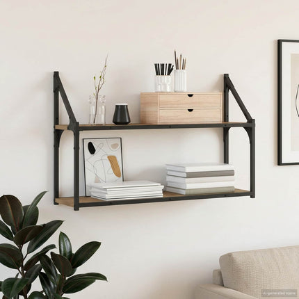 Vägg hylla Väggmonterat Artisan-ek 80 x 21 x 51 cm metall PB