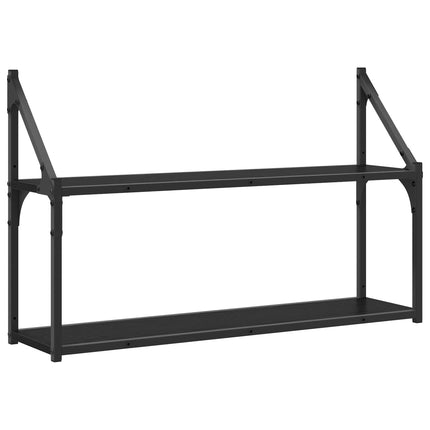 Vägg hylla Väggmonterat Svart ek 80 x 21 x 51 cm metall PB