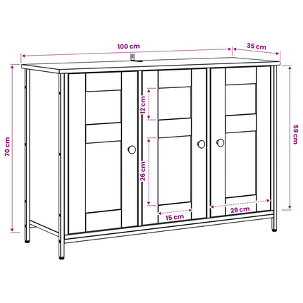 Sideboard Svart ek 100 x 35 x 70 cm Konstruerat trä