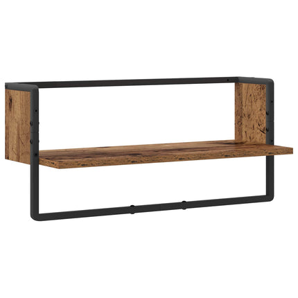 Vägg hylla Väggmonterat Gammalt trä 65 x 25 x 30 cm metall PB