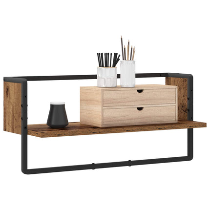 Vägg hylla Väggmonterat Gammalt trä 65 x 25 x 30 cm metall PB