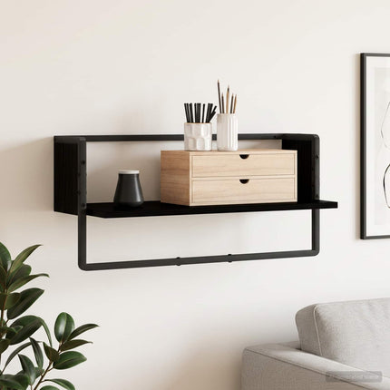 Vägg hylla Väggmonterat Svart ek 65 x 25 x 30 cm metall PB