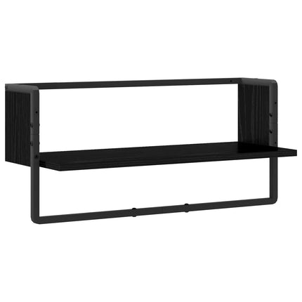 Vägg hylla Väggmonterat Svart ek 65 x 25 x 30 cm metall PB