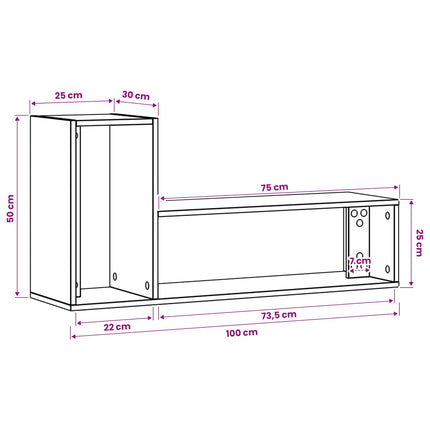 TV-skåp 100 x 30 x 50 cm Gammalt trä Konstruerat trä