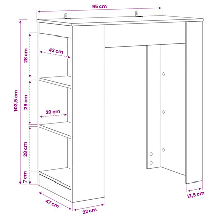 Barbord 95 x 47 x 103,5 cm Konstruerat trä Svart ek