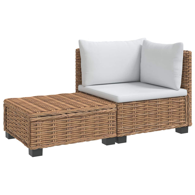 2 st Rattan Lounge Set med Kuddar GENDT Naturlig Rottning