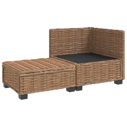 2 st Rattan Lounge Set med Kuddar GENDT Naturlig Rottning