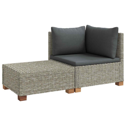 2 st Rattan Lounge Set med Kuddar GENDT Naturlig Rottning
