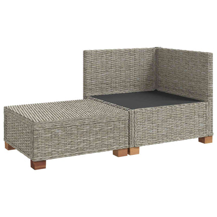 2 st Rattan Lounge Set med Kuddar GENDT Naturlig Rottning