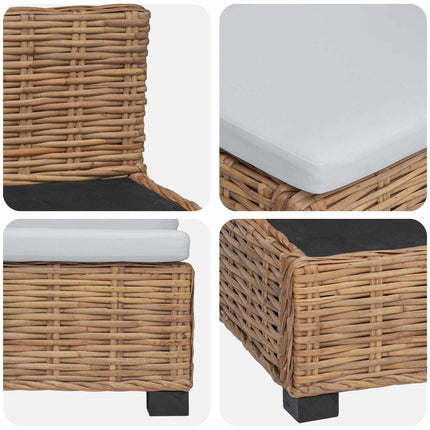 2 st Rattan Lounge Set med Kuddar GENDT Naturlig Rottning